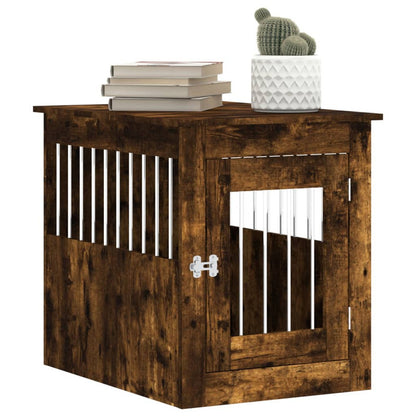 Jaula Para Perros En Mueble Estilo Roble Ahumado 55x75x65 Cm Material De Madera_3