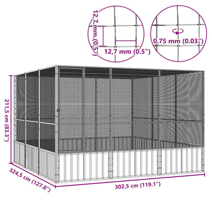 Vidaxl Jaula Pájaros Acero Galvanizado Antracita 302,5x324,5x211,5 Cm_2