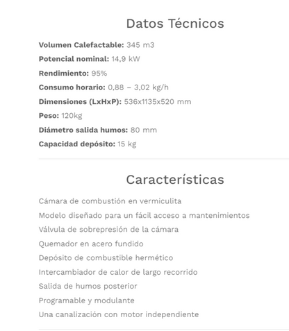 Fabricalor Estufa De Pellets Classic Plus 15 Blanco Ventilada_1