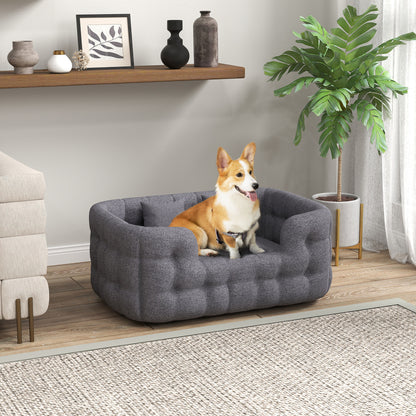 Pawhut Cama Para Perros Medianos Con 2 Almohadas Antideslizante 90x60x35cm Gris_1