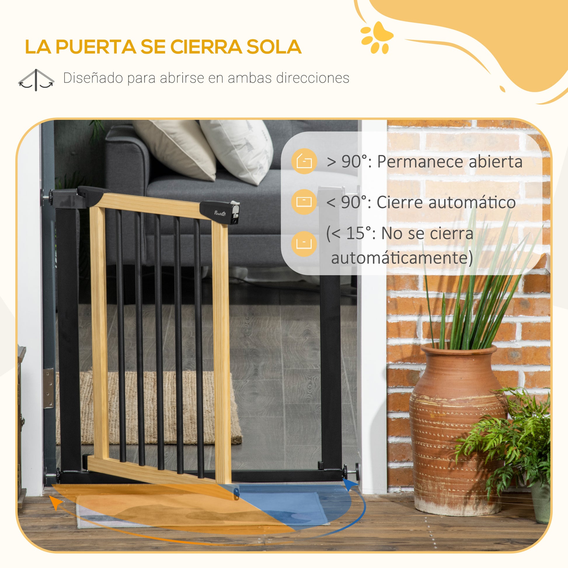 Pawhut Barrera Seguridad Para Perros Extensible Para Escaleras Puertas 75-103 Cm_5