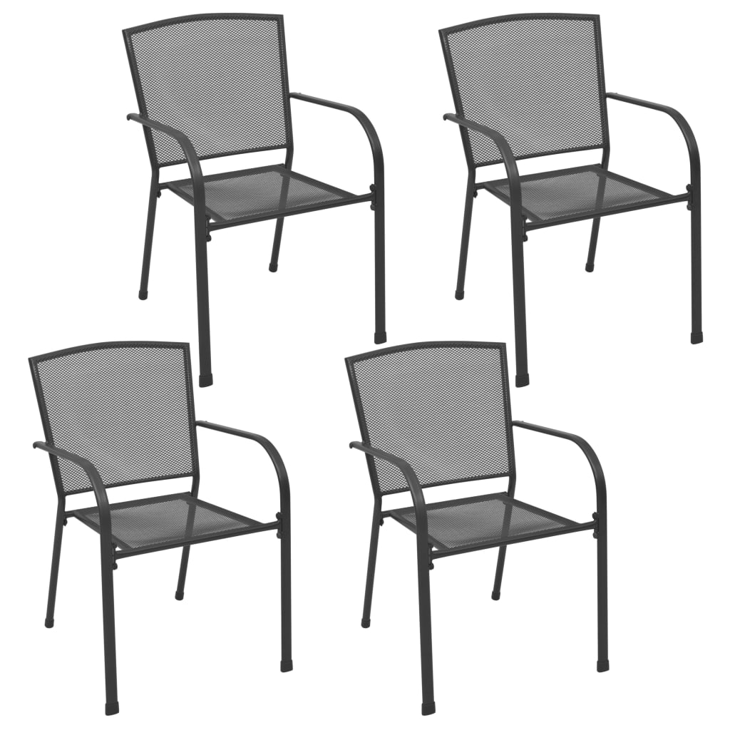 Vidaxl Juego Muebles De Comedor De Jardín De 5 Piezas Acero Antracita_4