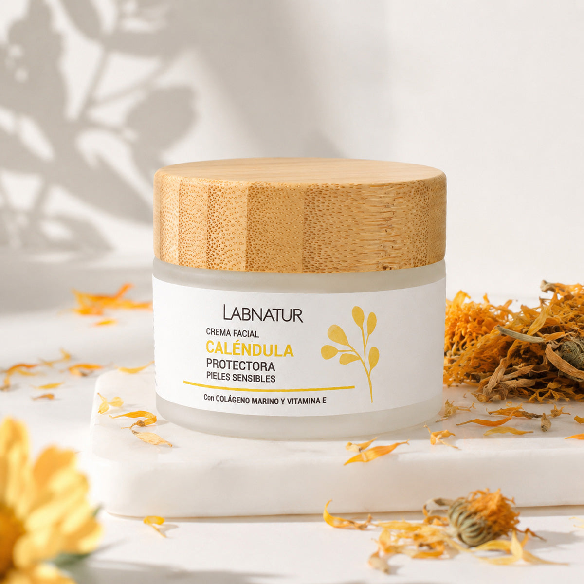 Crema Facial de Caléndula Labnatur 50 ml | Camomila, Almendras y Colágeno Marino | Cuidado Calmante para Piel Sensible_3