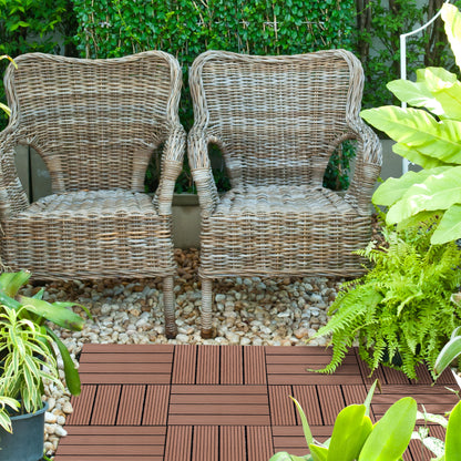 Outsunny Set De 11 Piezas Baldosas De Exterior 30x30 Cm 1 M² Para Jardín Marrón_1