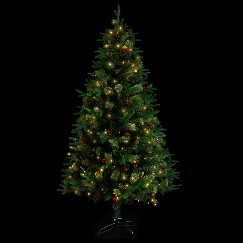Vidaxl Árbol De Navidad Con Luces Y Piñas Pvc Con Pe Verde 195 Cm_1