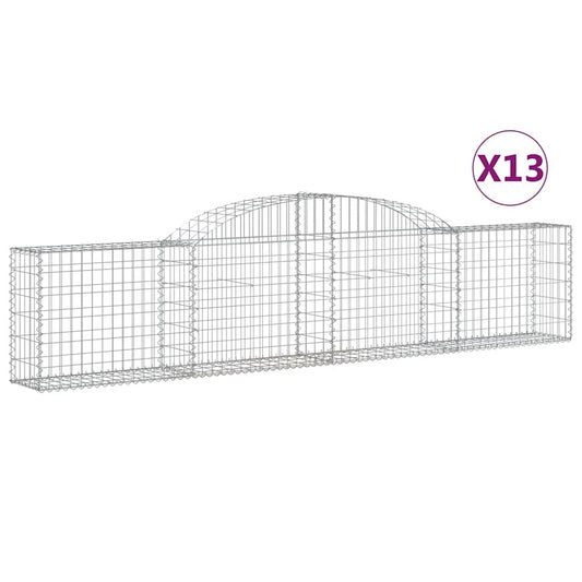 Cestas De Gaviones 13 Uds Forma De Arco Hierro 300x30x60/80 Cm_0