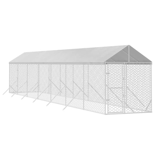 Vidaxl Perrera De Exterior Con Toldo Acero Galvanizado Plata 2x14x2,5m_0