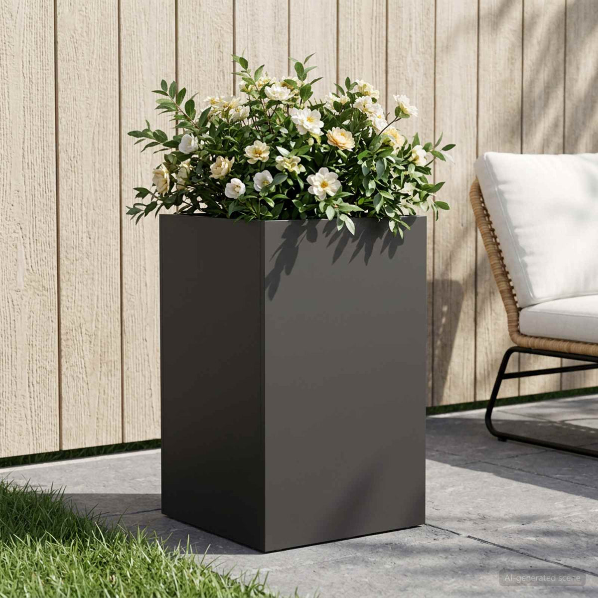 Macetero De Jardín Negro 30 X 30 X 50 Cm Acero Laminado En Frío_1
