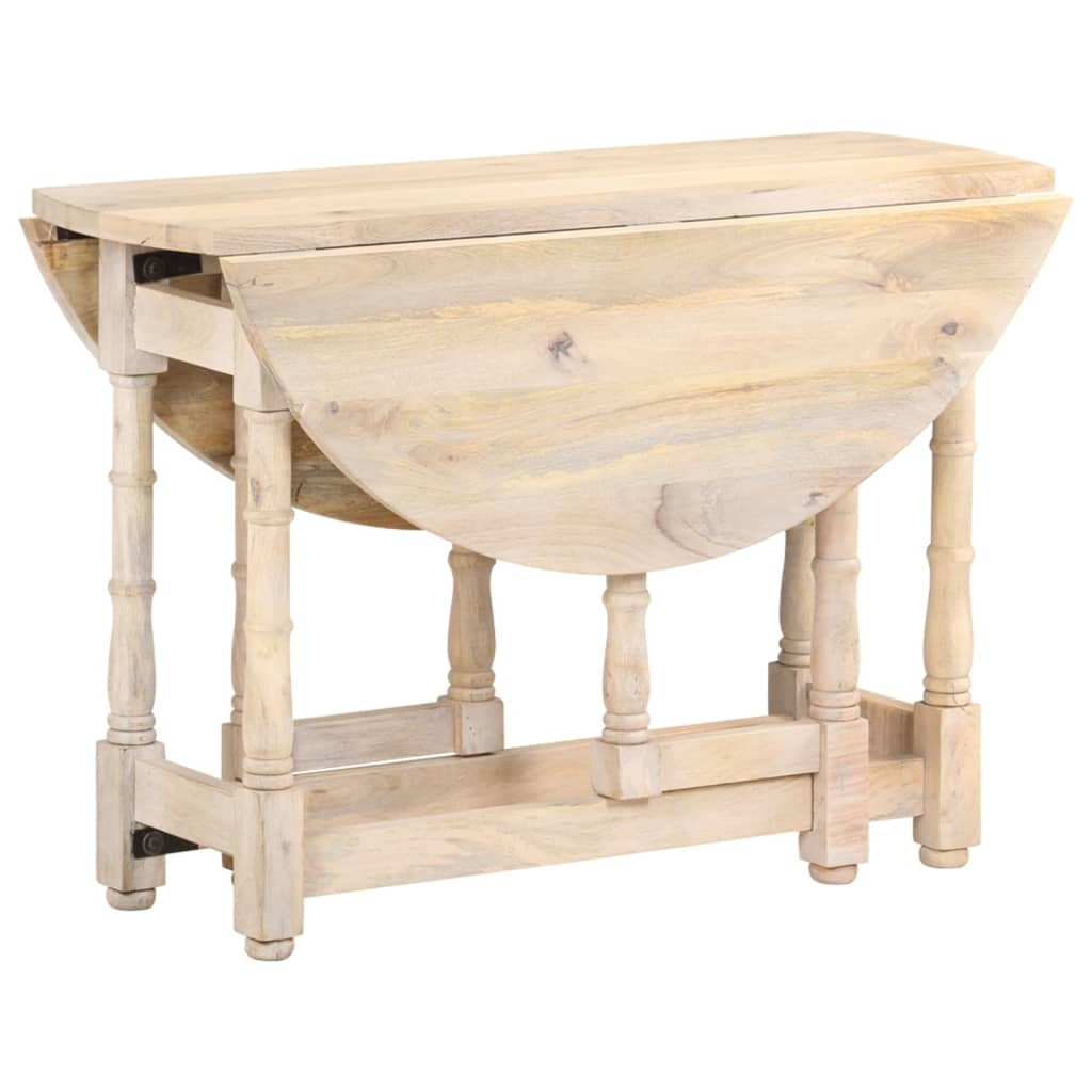 Mesa De Comedor Redonda De Madera Maciza De Mango 110x76 Cm_2