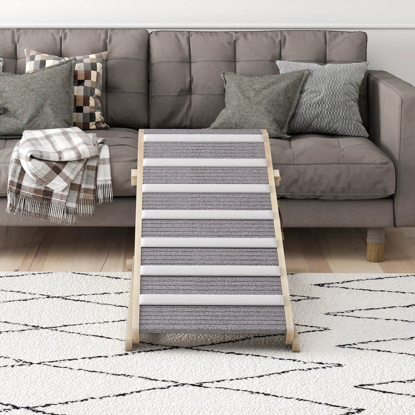 Pawhut Rampa Para Perros De Madera Plegable Altura Ajustable 35-50 Cm 100x50 Cm_4