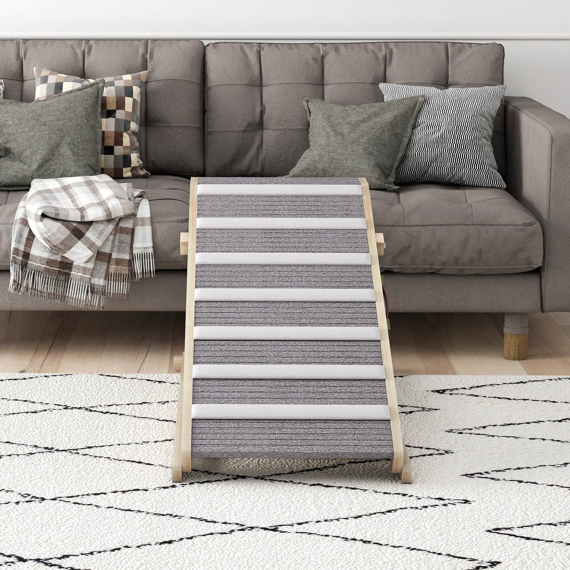 Pawhut Rampa Para Perros De Madera Plegable Altura Ajustable 35-50 Cm 100x50 Cm_4