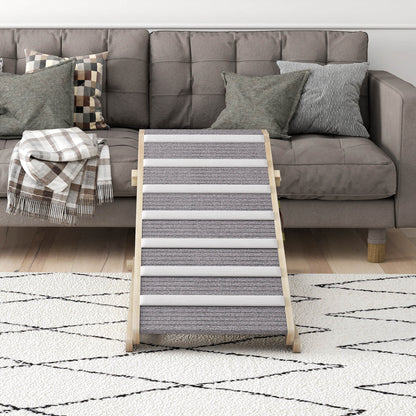 Pawhut Rampa Para Perros De Madera Plegable Altura Ajustable 35-50 Cm 100x50 Cm_4