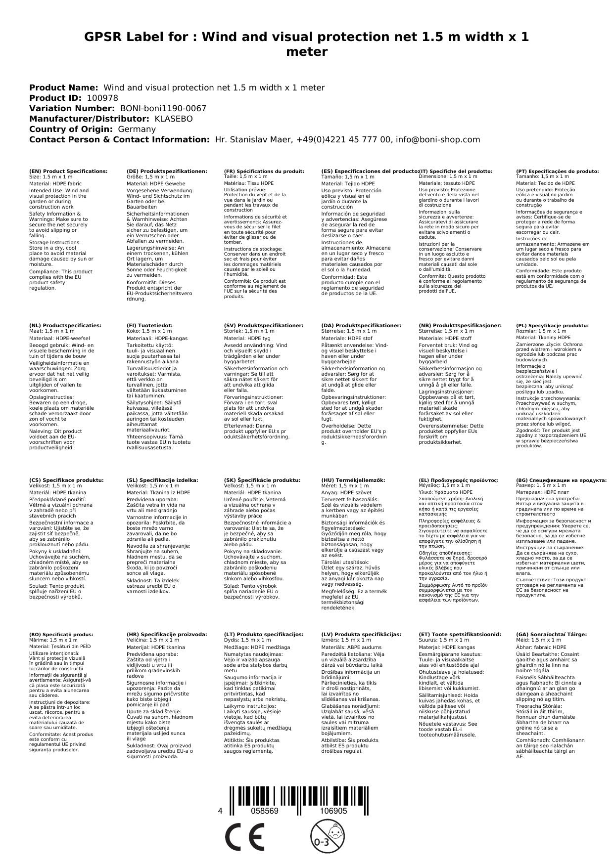 Wind- U. Sichtschutznetz 1,5 M Breite X 1 Meter_1