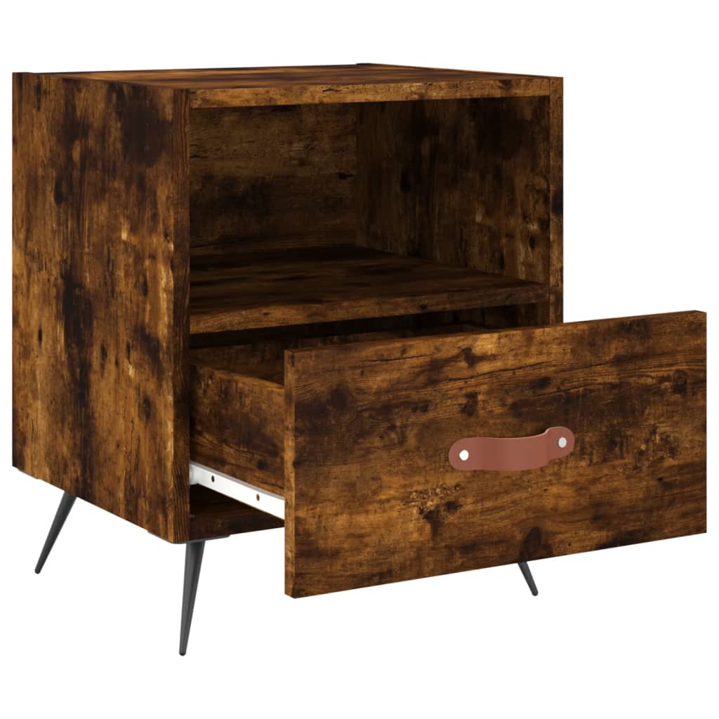 Mesita De Noche Madera Ingeniería Roble Ahumado 40x35x47,5 Cm_1