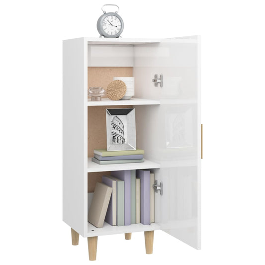 Aparador De Madera Contrachapada Blanco Brillante 34,5x34x90 Cm / Vetonek_1