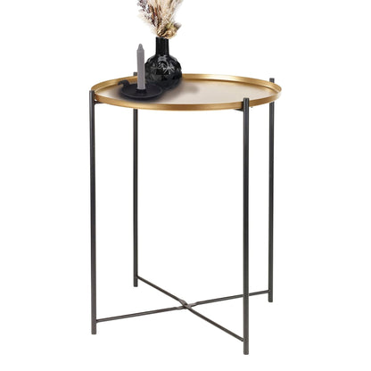 Well Home Mesa Auxiliar Redonda En Metal Color Dorado Ø35x47cm