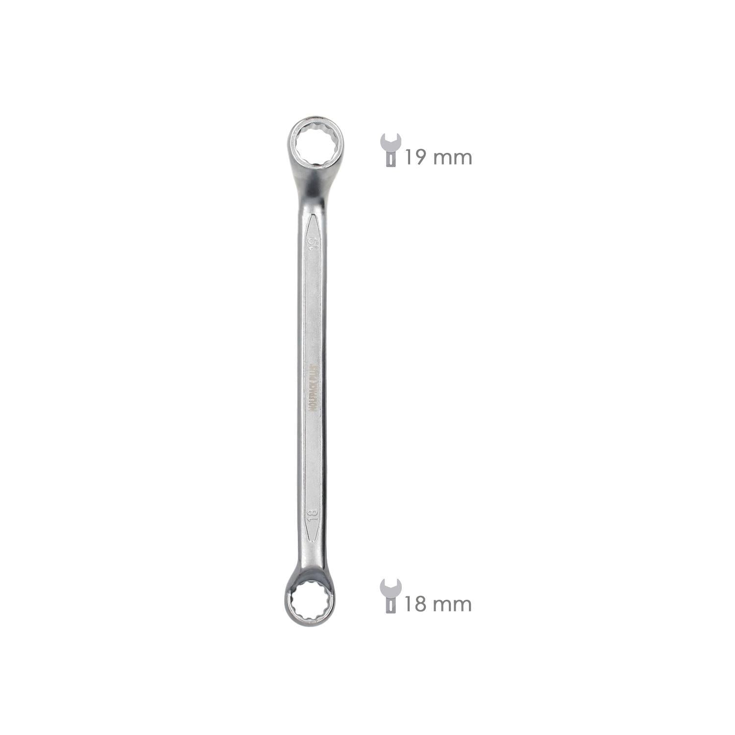 Llave Estrella Acodada Plus Acero Cromo Vanadio 18x19 Din 838. Llave Doble Boca Acodada, Llave Fija Estrella Acodada_1