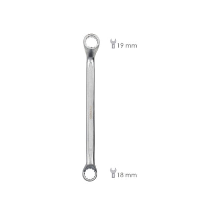 Llave Estrella Acodada Plus Acero Cromo Vanadio 18x19 Din 838. Llave Doble Boca Acodada, Llave Fija Estrella Acodada_1