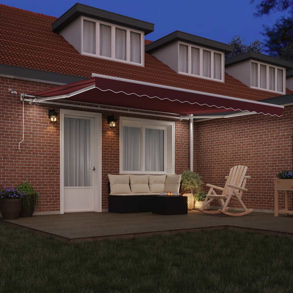Toldo Retráctil Automático Con Luces Led Burdeos 450x300 Cm_2