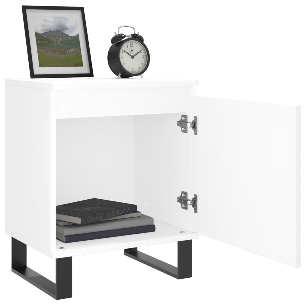Mesita De Noche Madera De Ingeniería Blancp 40x30x50 Cm_2