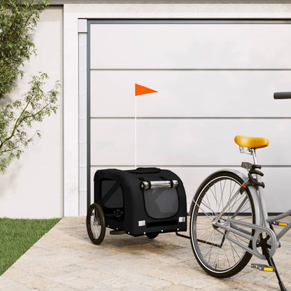Vidaxl Remolque De Bicicleta Mascotas Hierro Tela Oxford Negro_1