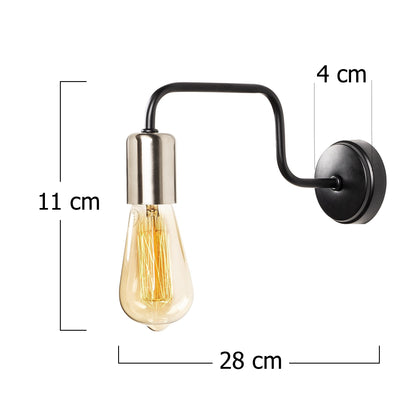 Aplique De Pared, Hierro , Negro nickel, 4x28x11, Casquillo E 27 Max 40 W_1