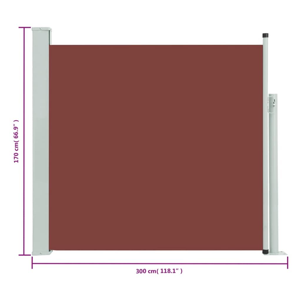 Vidaxl Toldo Lateral Retráctil De Jardín Marrón 170x300 Cm_2