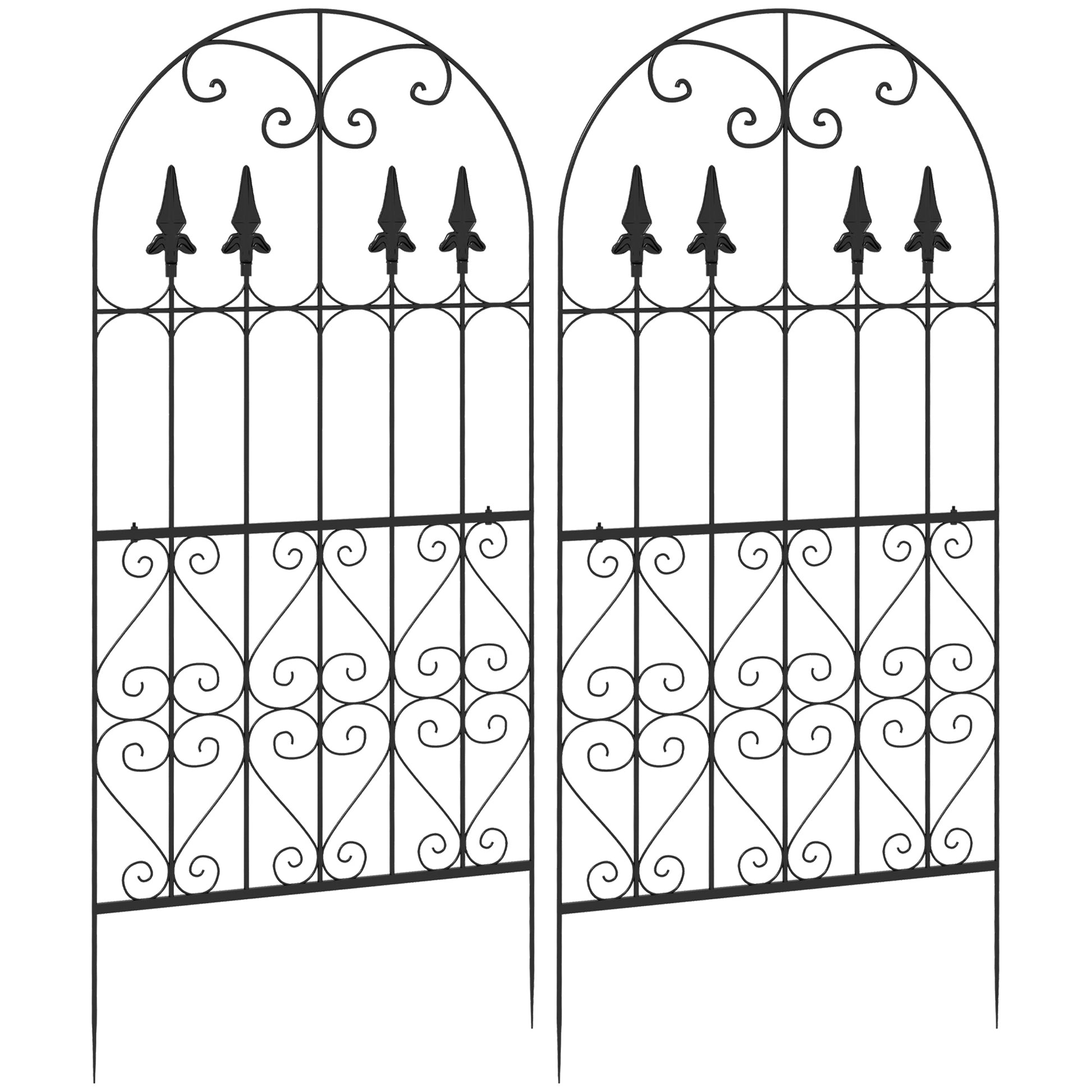 Outsunny Juego De 2 Enrejados De Jardín Con Marco De Acero 55x128 Cm Negro_0