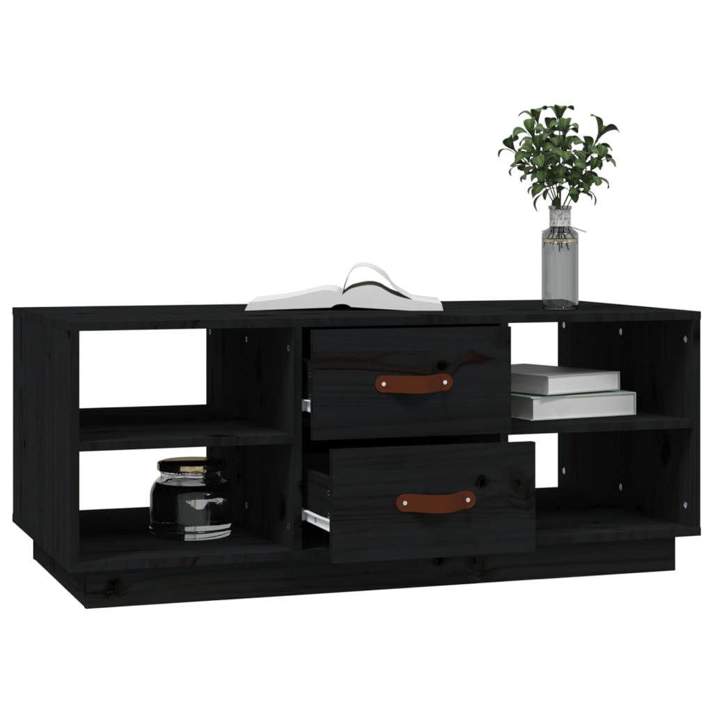Mesa De Centro De Madera Maciza De Pino Negro 100x50x41 Cm_2