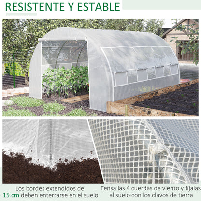 Invernadero De Túnel Jardín Con 8 Ventanas 397x302x200 Cm Blanco_5