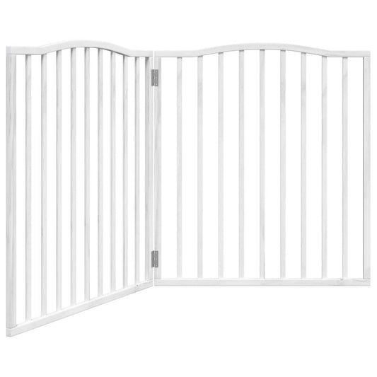 Vidaxl Puerta Para Perros Plegable 4 Paneles Madera Álamo Blanca 320cm_0