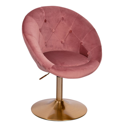 Silla Terciopelo Rosa / Dorado Giratoria_0