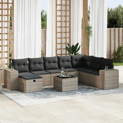 Set De Sofás De Jardín Con Cojines 9 Pzas Ratán Sintético Gris / Vetonek_2