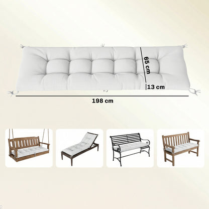 Outsunny Cojín Para Banco Y Tumbona Protección Uv50+ 198x65x13 Cm Crema_2