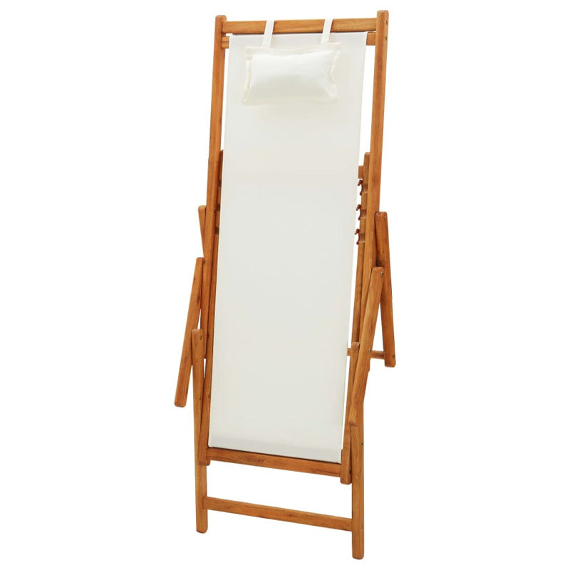 Vidaxl Silla De Playa Plegable Madera Maciza De Eucalipto Y Tela Crema_5