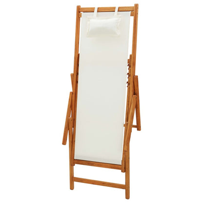 Vidaxl Silla De Playa Plegable Madera Maciza De Eucalipto Y Tela Crema_5