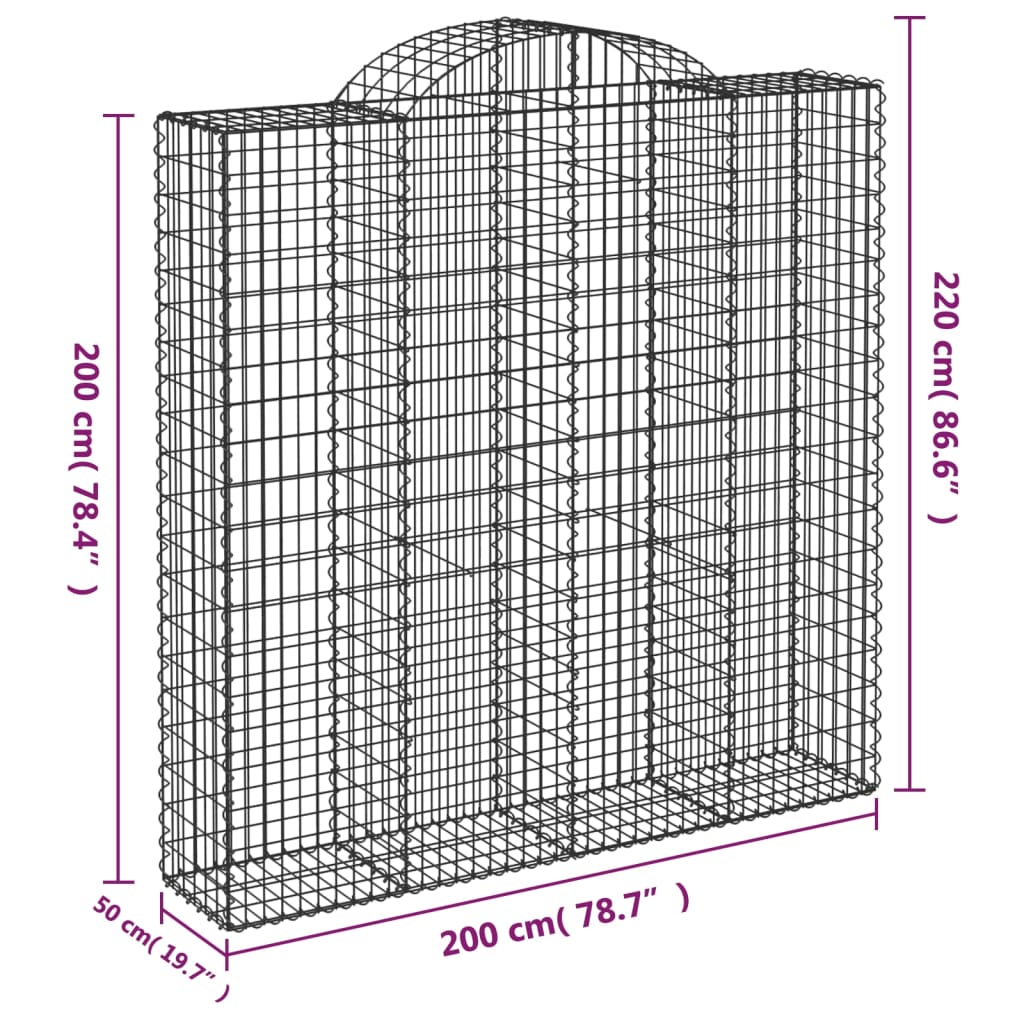 Cestas De Gaviones 8 Uds Forma De Arco Hierro 200x50x200/220 Cm_5