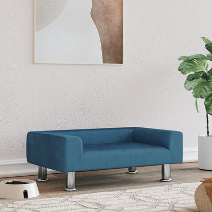 Cama Para Perros De Terciopelo Azul 70x45x26,5 Cm / Vetonek_5