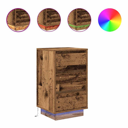 Mesilla De Noche Con Luces Led Madera Vieja 38x34x65 Cm_0