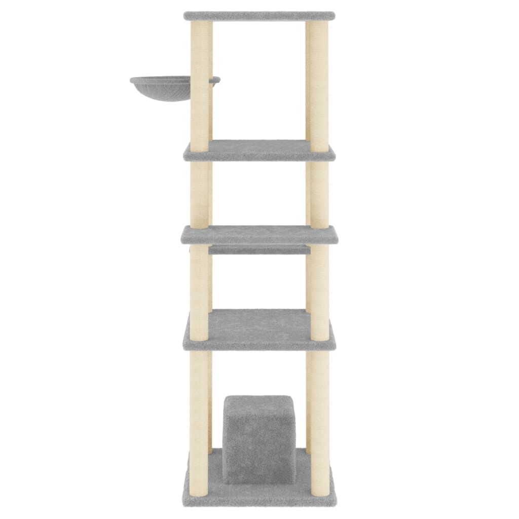 Vidaxl Rascador Para Gatos Con Postes De Sisal Gris Claro 154 Cm_3
