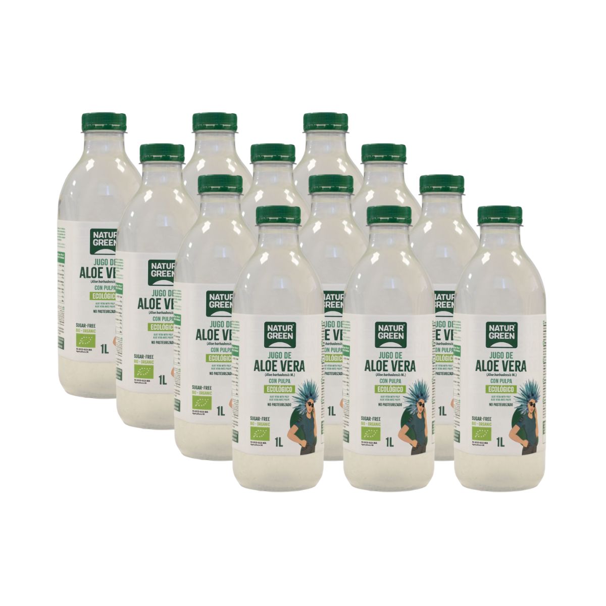Pack x 12 Jugo de aloe vera con pulpa NaturGreen 1 L