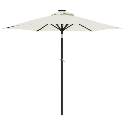 Vidaxl Sombrilla Jardín Con Luces Led Poste Acero Blanca 225x225x212cm_0