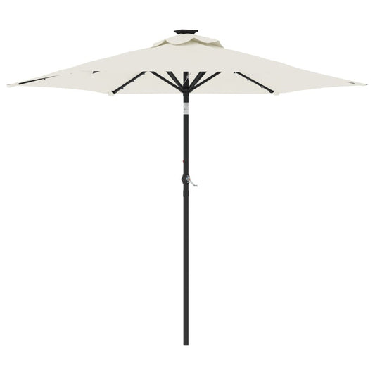Vidaxl Sombrilla Jardín Con Luces Led Poste Acero Blanca 225x225x212cm_0