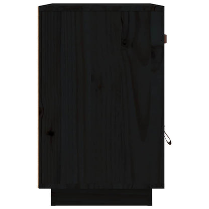 Mesita De Noche Madera Maciza De Pino Negro 40x34x55 Cm_4