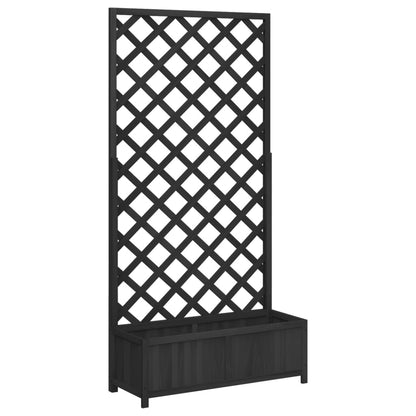 Jardinera Con Enrejado Negro 90x35x180 Cm Madera Maciza De Abeto_0