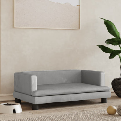 Cama Para Perros De Terciopelo Gris Claro 80x45x30 Cm / Vetonek_4