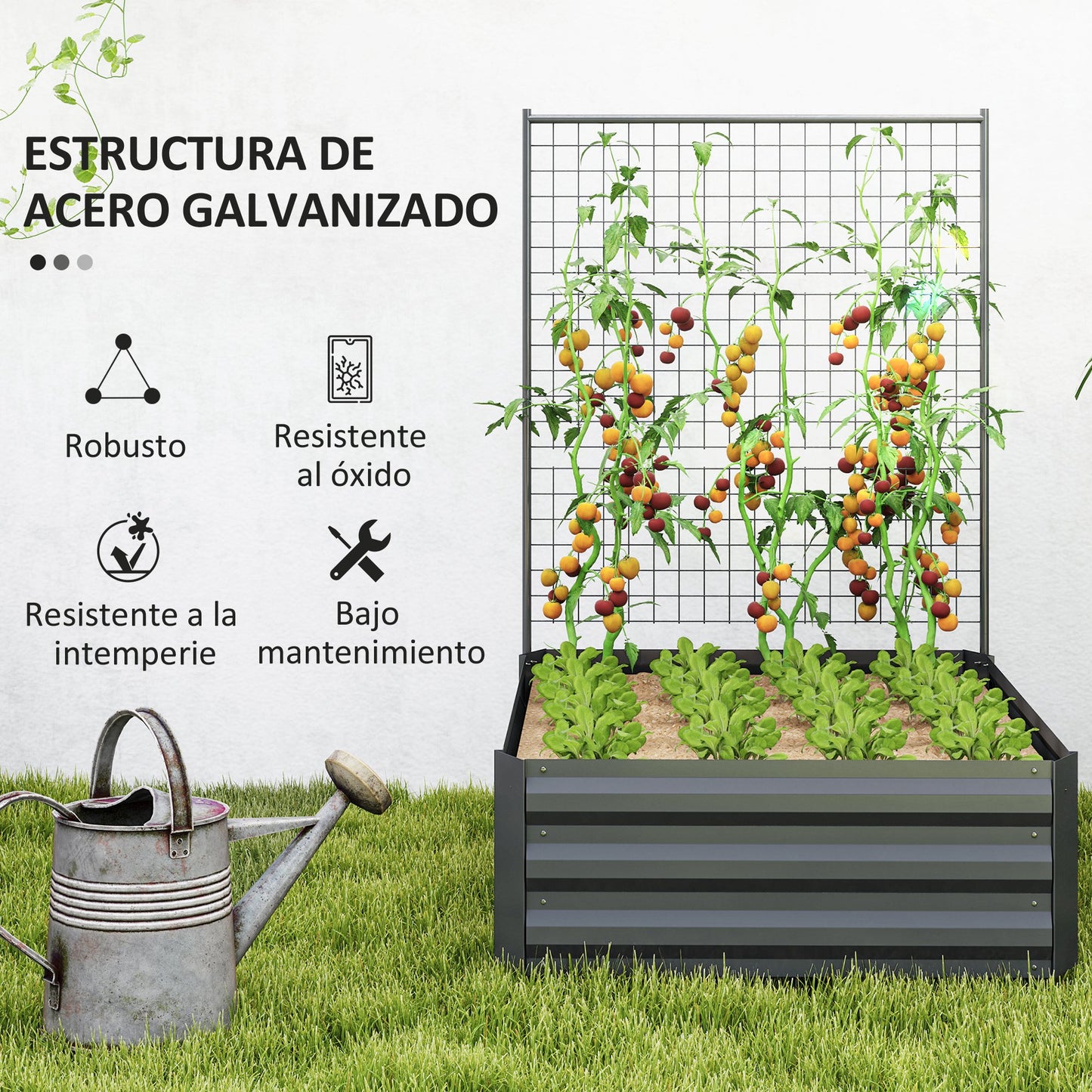 Outsunny Jardinera Con Celosía Para Plantas Trepadoras Y Fondo Abierto Gris_4