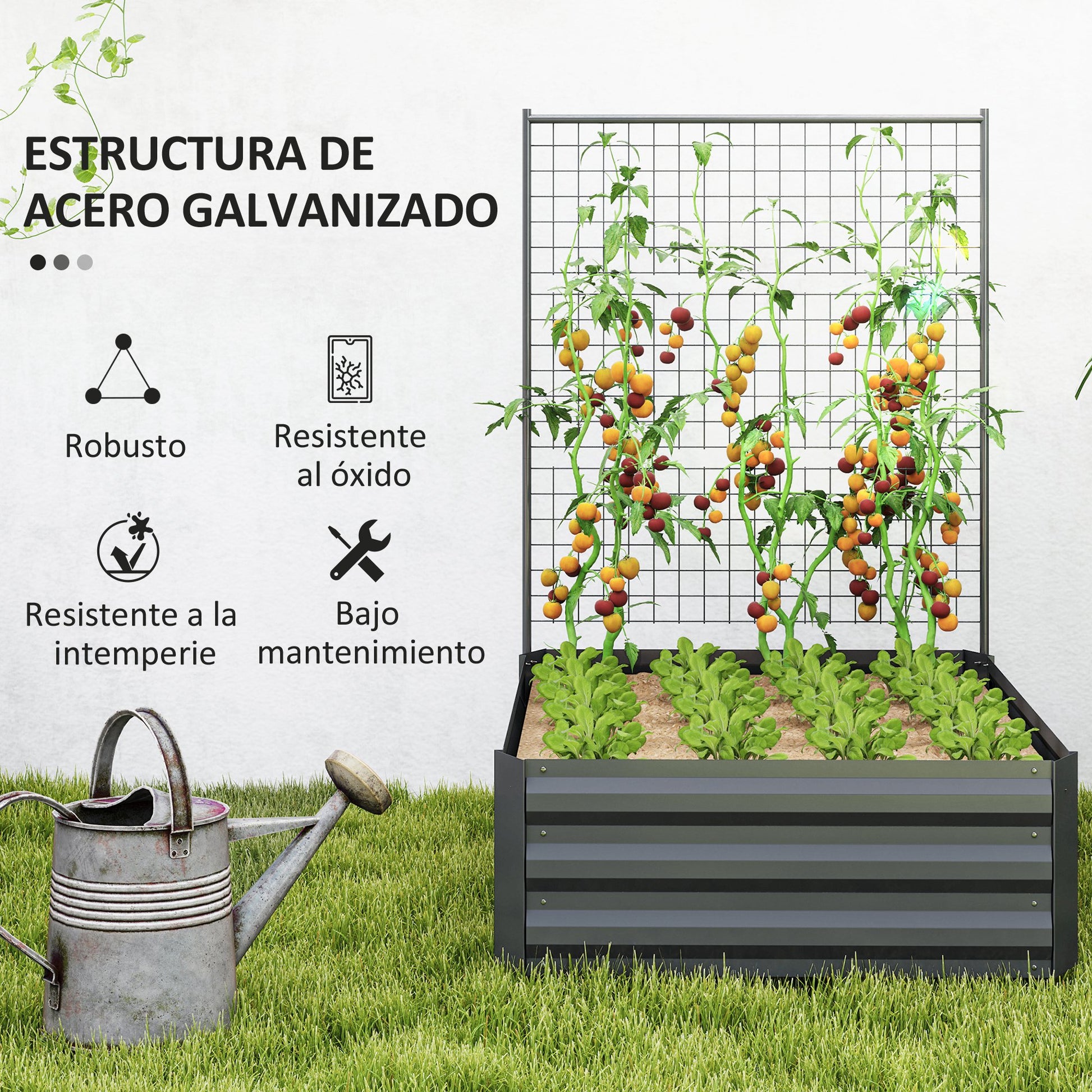 Outsunny Jardinera Con Celosía Para Plantas Trepadoras Y Fondo Abierto Gris_4