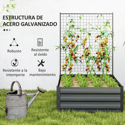 Outsunny Jardinera Con Celosía Para Plantas Trepadoras Y Fondo Abierto Gris_4