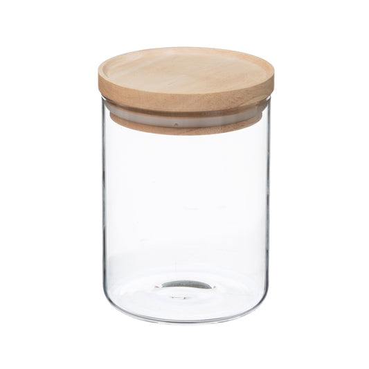 Wellhome - Tarro De Vidrio Y Madera, Cierre Hermético 600ml
